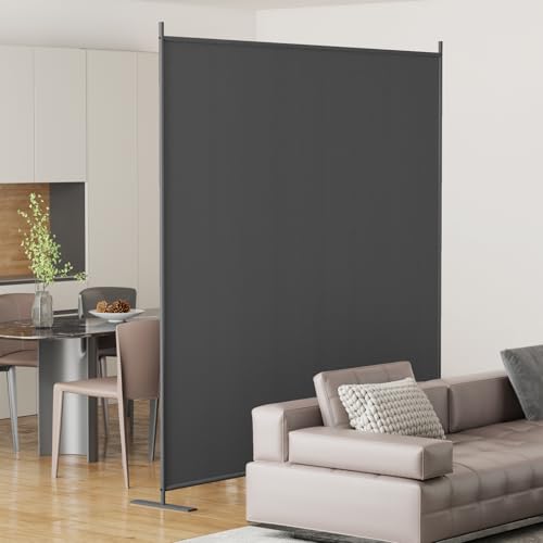 Helios&Hestia 8-Panel 6 ft Tall Indoor Folding Room Divider, Portable Privacy Screen, Freestanding Partition Separator, Temporary Wall Separation for Bedroom, Office, 160" W X 71" H, Dark Grey