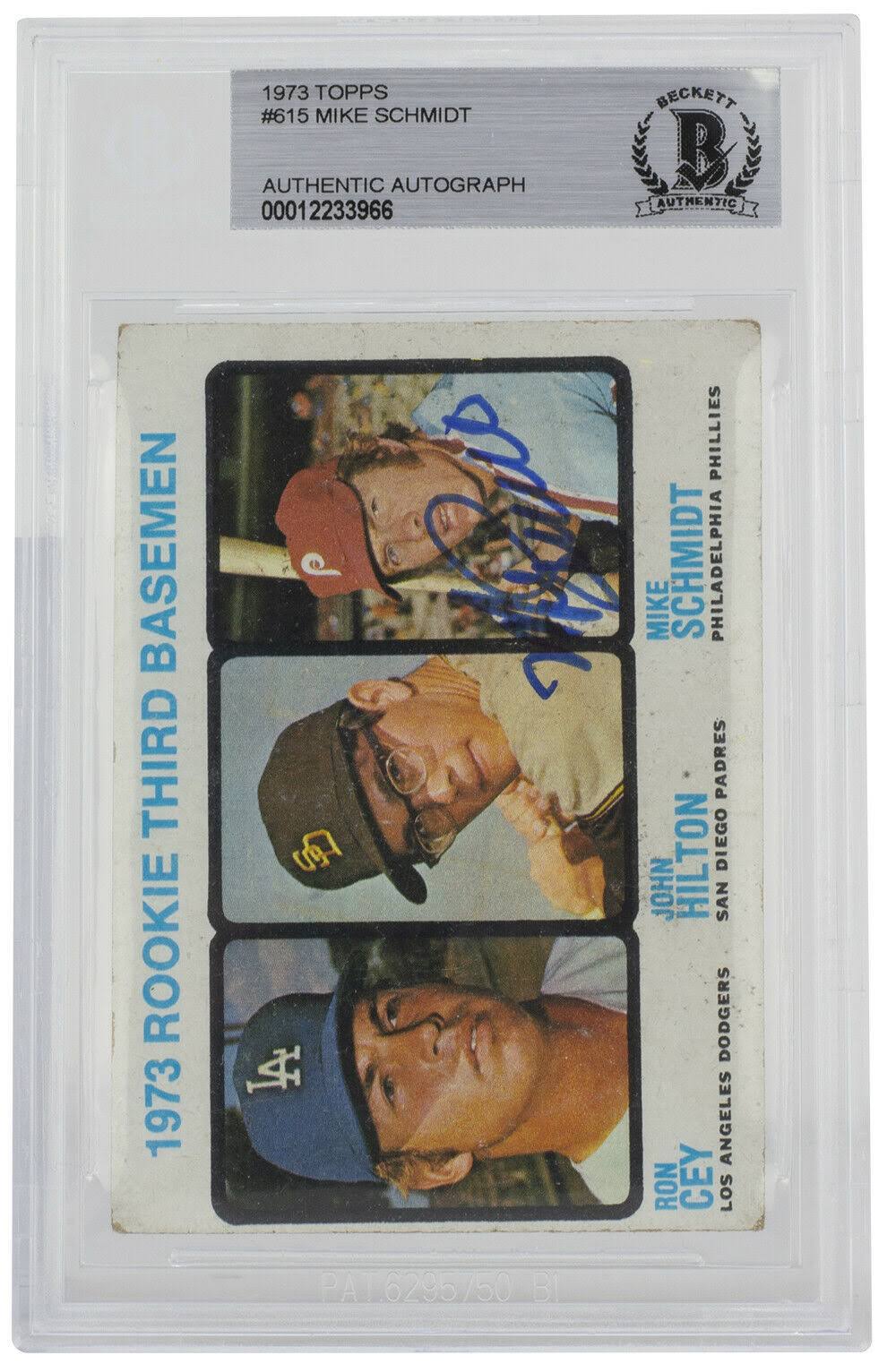 Mike Schmidt Signed 1973 Topps #615 Rookie Third Baseman Card BGS