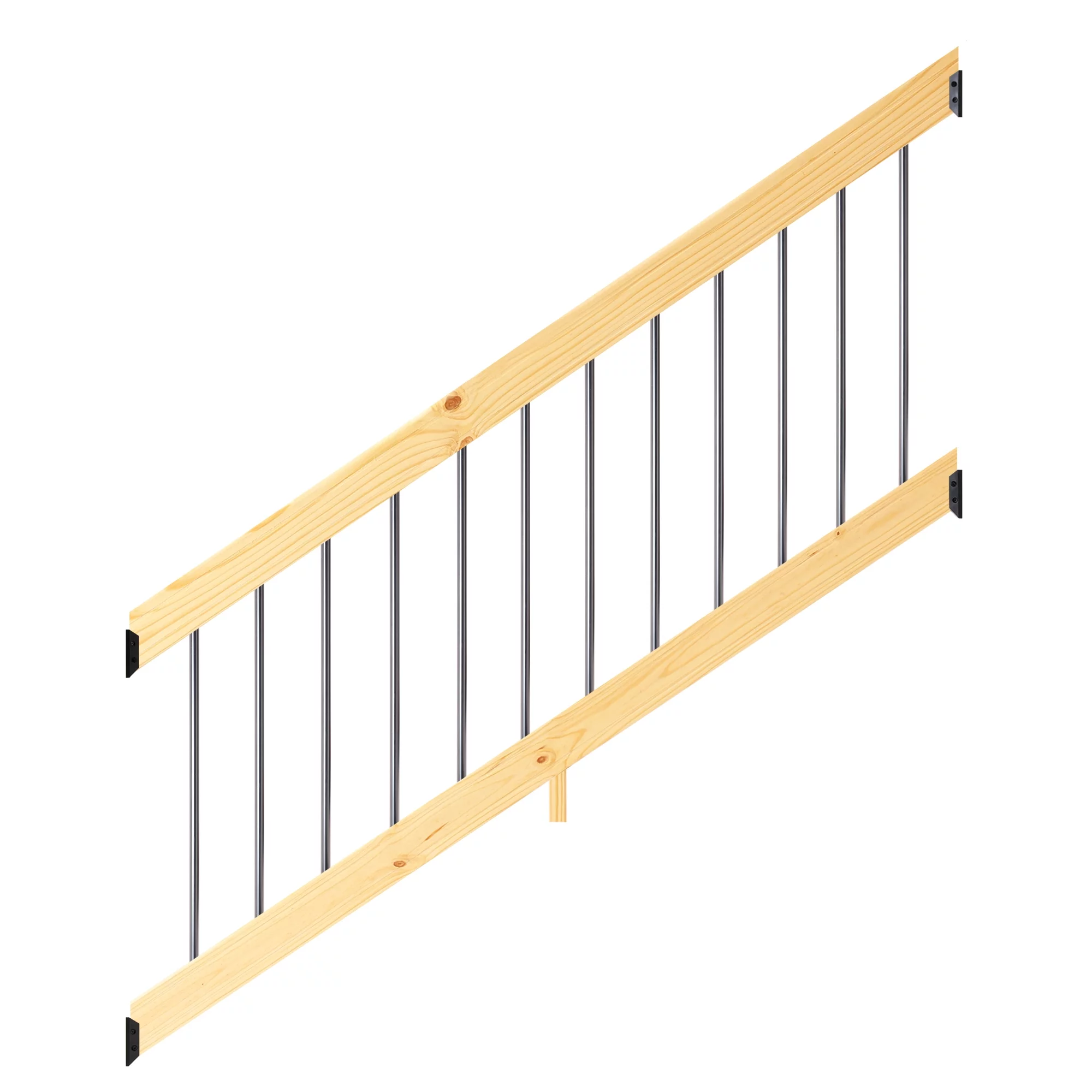 ProWood 6 Ft. Pressure-Treated Wood Stair Rail Kit with Aluminum Round Balusters