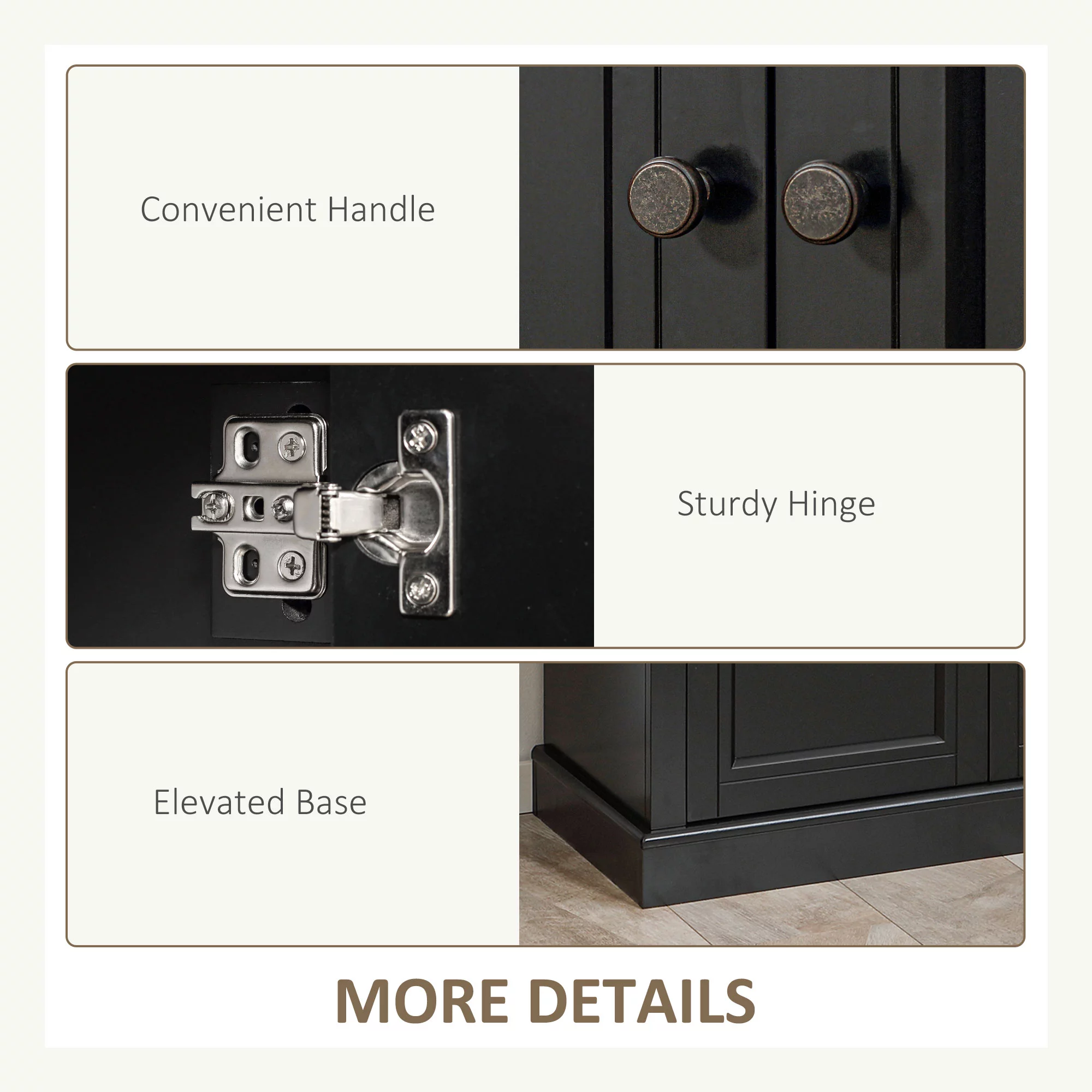 HOMCOM Sideboard Buffet Cabinet, Kitchen Cabinet, Coffee Bar Cabinet with 2 Drawers and Double Door Cupboard for Living Room, Entryway, Black