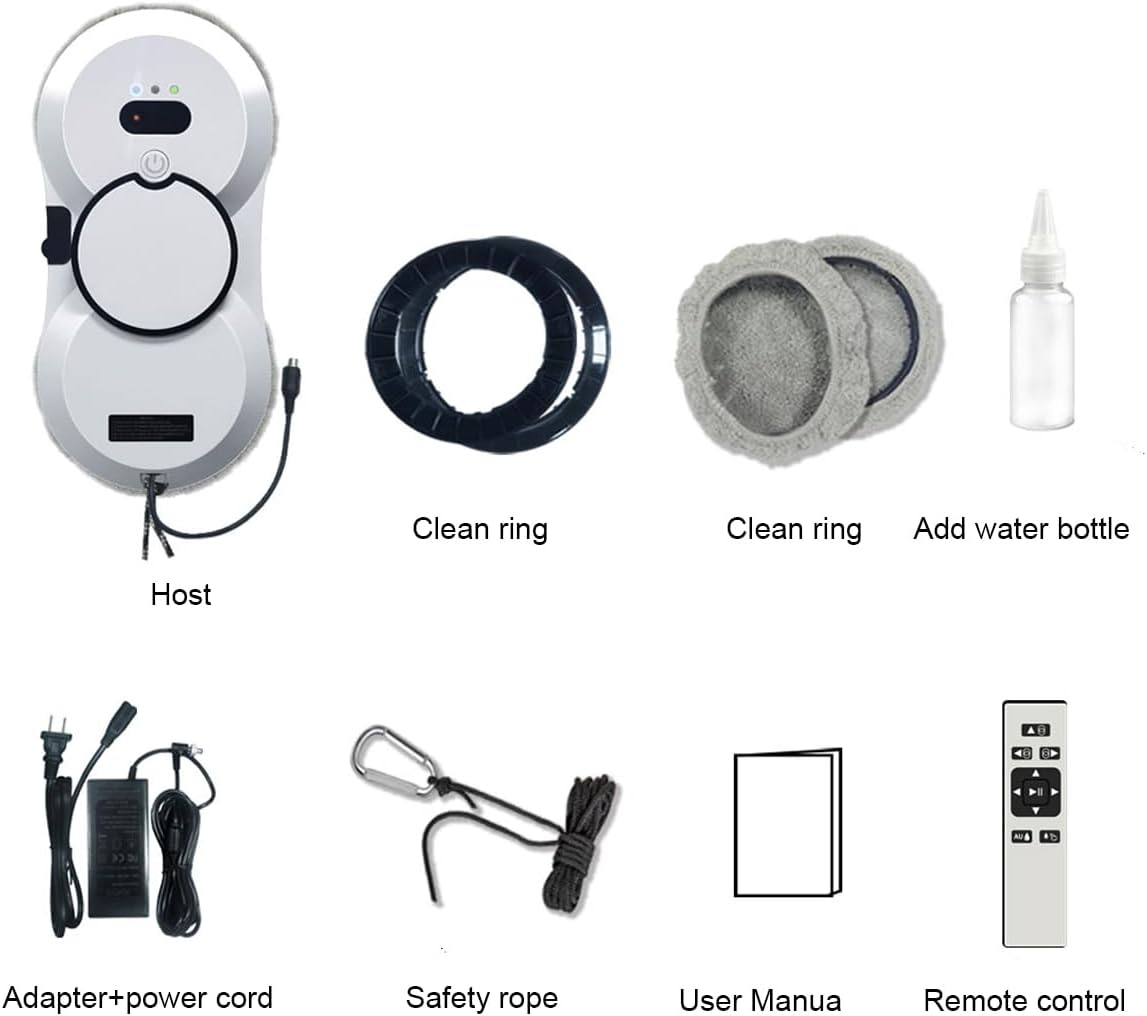 Window Cleaner Robot with Ultrasonic 5600PA Auto Water Glass Cleaning Automatic Smart Robot Cleaner, Remote Control Window Vacuum Cleaner with Control Windows/Tiles/Class Door Indoor Outdoor