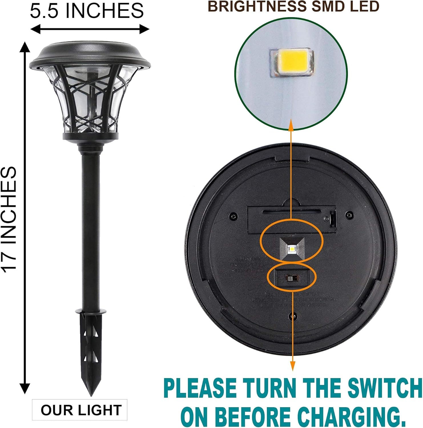 MAGGIFT 6 Pack 25 Lumen Solar Powered Pathway Lights, Super Bright SMD LED Outdoor Lights, Stainless Steel & Glass Waterproof Light for Landscape, Lawn, Patio, Yard, Garden, Deck Driveway, Warm White