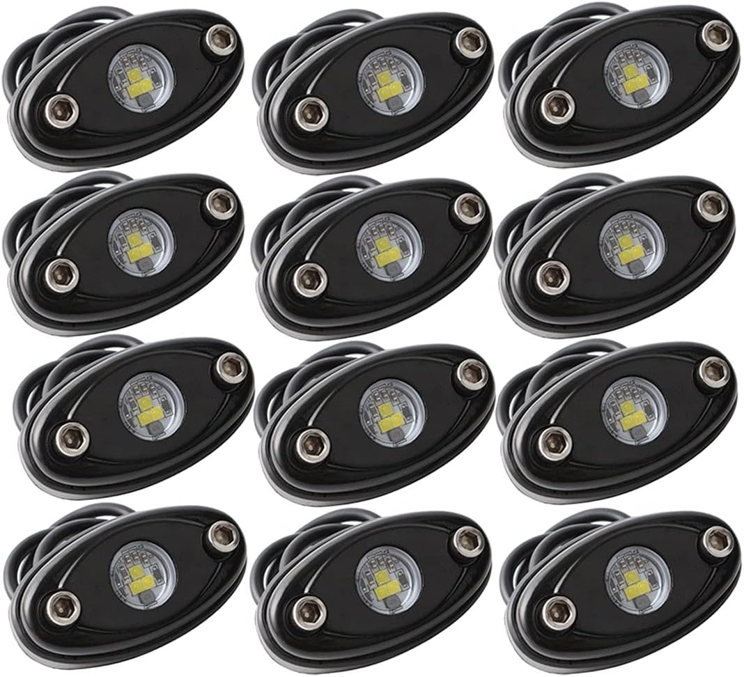 LEDMIRCY LED Rock Lights White 12PCS for Off Road Truck ZRZ Auto Car Boat ATV SUV Waterproof High Power Neon Trail Rig Lights Shockproof(Pack of 12,White)