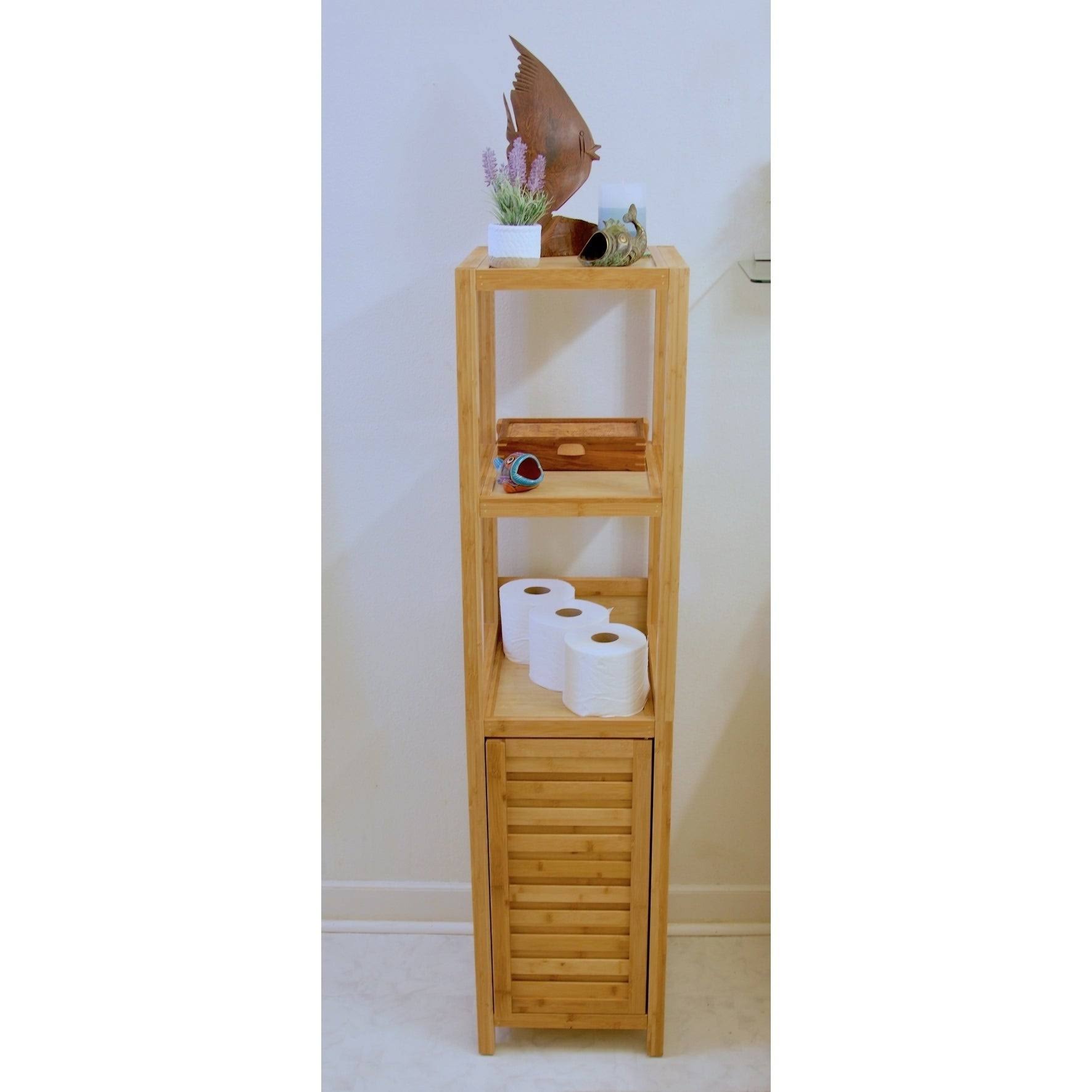 Porch u0026 den Burning Tree Solid Bamboo Spa Storage Tower Cabinet - Tan