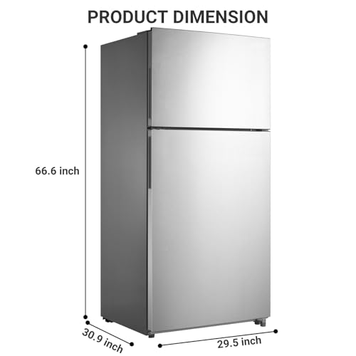 Techomey Top Freezer Refrigerator, Garage Ready, Stainless Steel