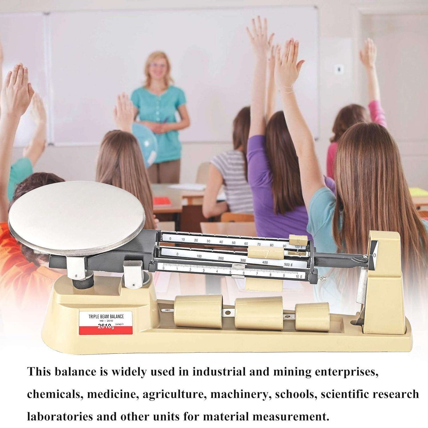 Triple Beam Scale Bonvoisin Lab Mechanical Balance 2610g/0.1g with Stainless Steel Weighing Platter (Triple Beam Scale)