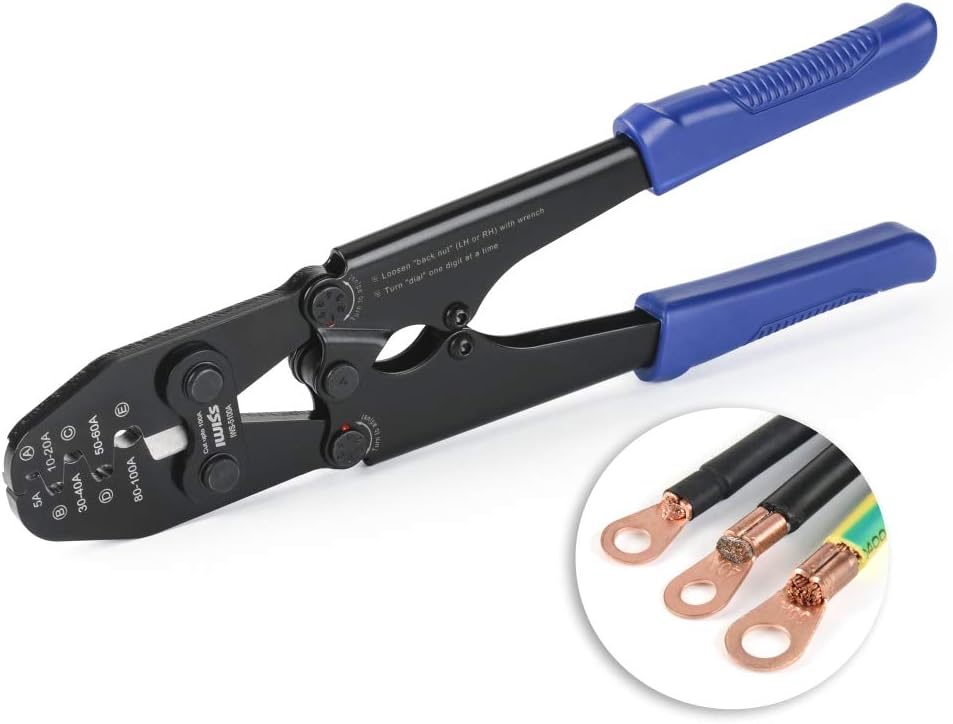 IWISS Battery Cable Lug Crimping Tool for Open Barrel Lug,Lead-Free OEM Battery Terminals,B Type Crimper for AWG 16-4