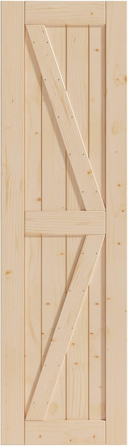 EaseLife 36in x 84in Sliding Barn Wood Door,Interior Doors,DIY Assemblely Unfinished Solid Natural Spruce Panelled Slab,Easy Install,Apply to Rooms & Storage Closet,K-Frame