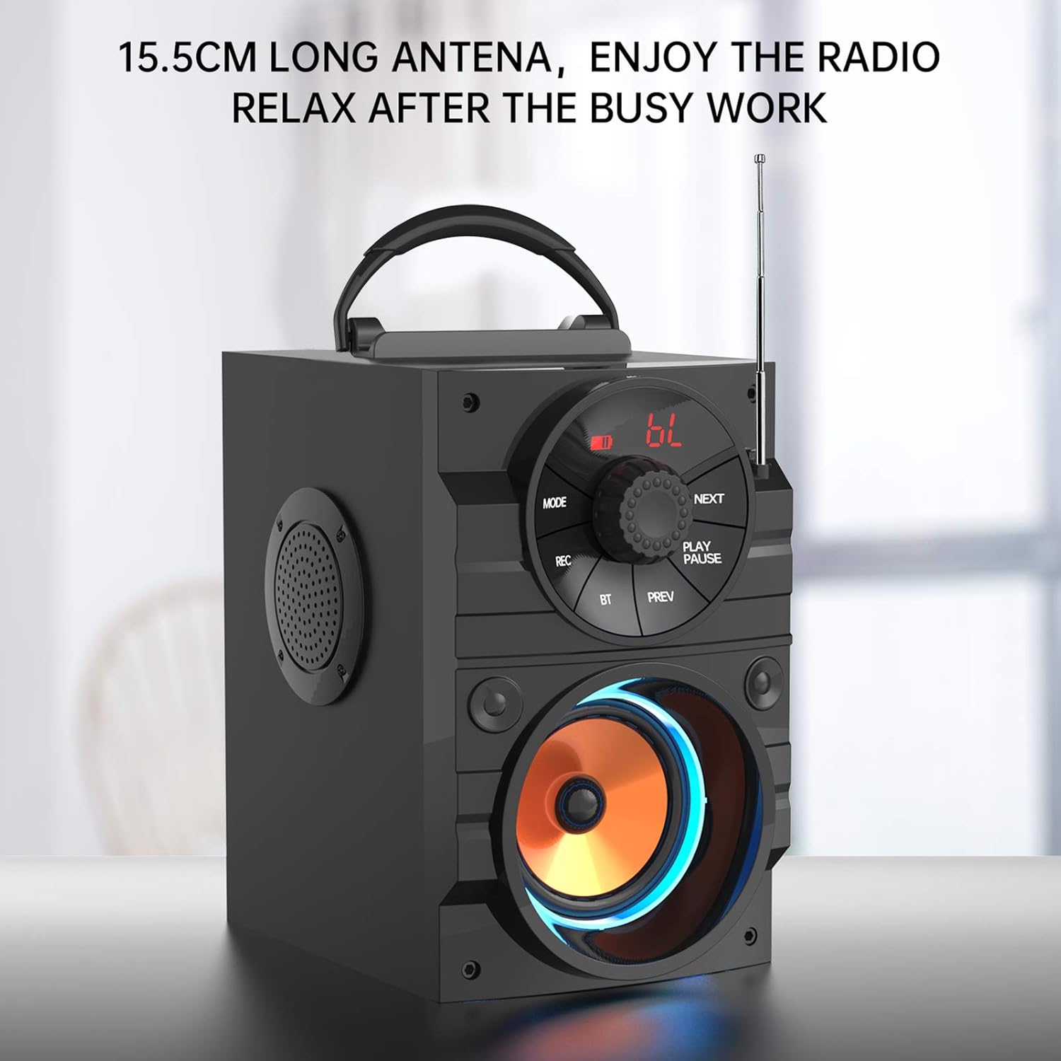 Portable Bluetooth Speakers with Light, Wireless Big Speakers with Subwoofer, FM Radio, LED Lights, EQ, Booming Bass, Bluetooth 4.2 Stereo Loud Outdoor/Indoor Party Speakers for Home, Camping, Travel