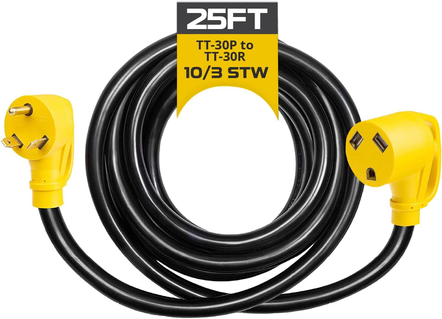 Iron Forge Cable 30 Amp RV Extension Cord 25 Ft - 10/3 STW TT-30P to NEMA L5-30R 125v RV Power Cord