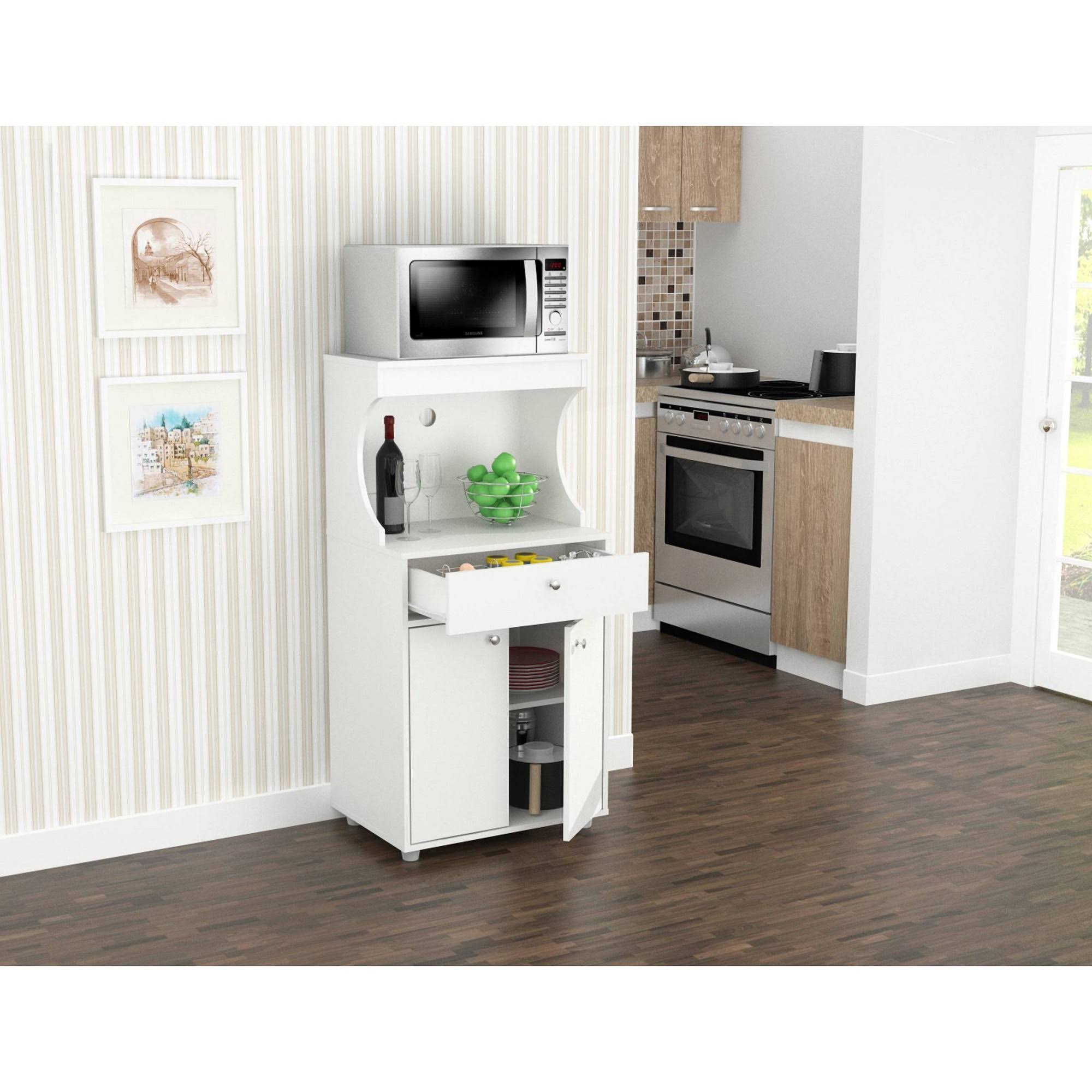 Inval Galley Kitchen/Microwave Storage Cabinet, White