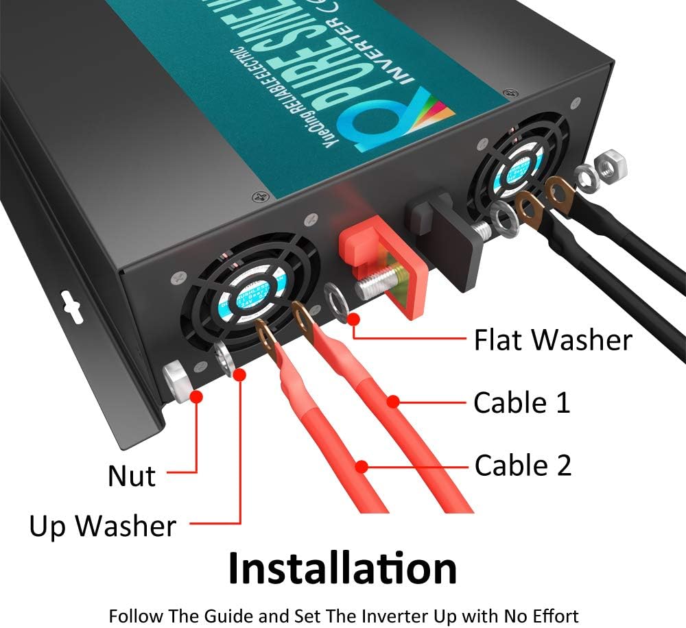 WZRELB 3000watt Pure Sine Wave Inverter 12V DC to 120V AC 60HZ with LED Display Wireless Remote Controller Car Inverter Generator (RBP300012VCRT)