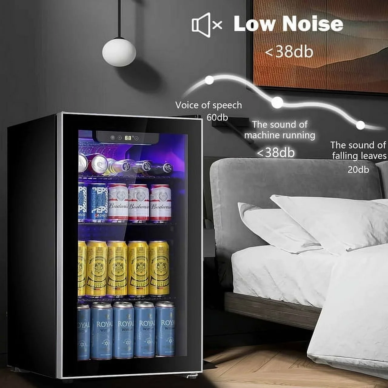 KISSAIR 3.2 Cu.ft Beverage Refrigerator Cooler -120 Can Mini Fridge, Freestanding Wine Chiller, Glass Door for Soda, Beer or Wine Constant Glass Door for Home/Office/Bar-Black