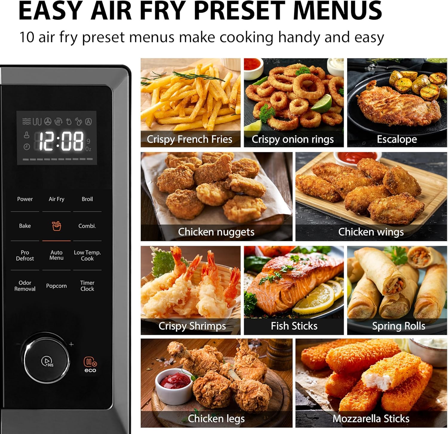 TOSHIBA Air Fryer Combo 8-in-1 Countertop Microwave Oven, Convection, Broil, Odor removal & ML-EM45P(BS) Countertop Microwave Oven with Smart Sensor and Position Memory Turntable