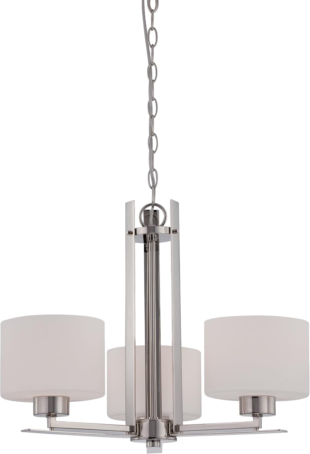 Nuvo Lighting 60/5202 Parallel Two Light Vanity 100 Watt A19 Max. CUL Damp Location Etched Opal Glass Polished Nickel Fixture