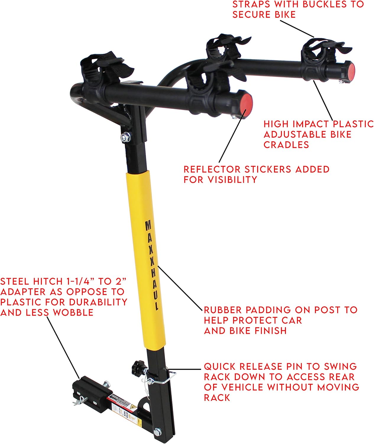 MaxxHaul 50025 Hitch Mount 2 Bike Rack for Cars, Trucks, SUV's, Minivans - 100 lb. Capacity Pack of 2