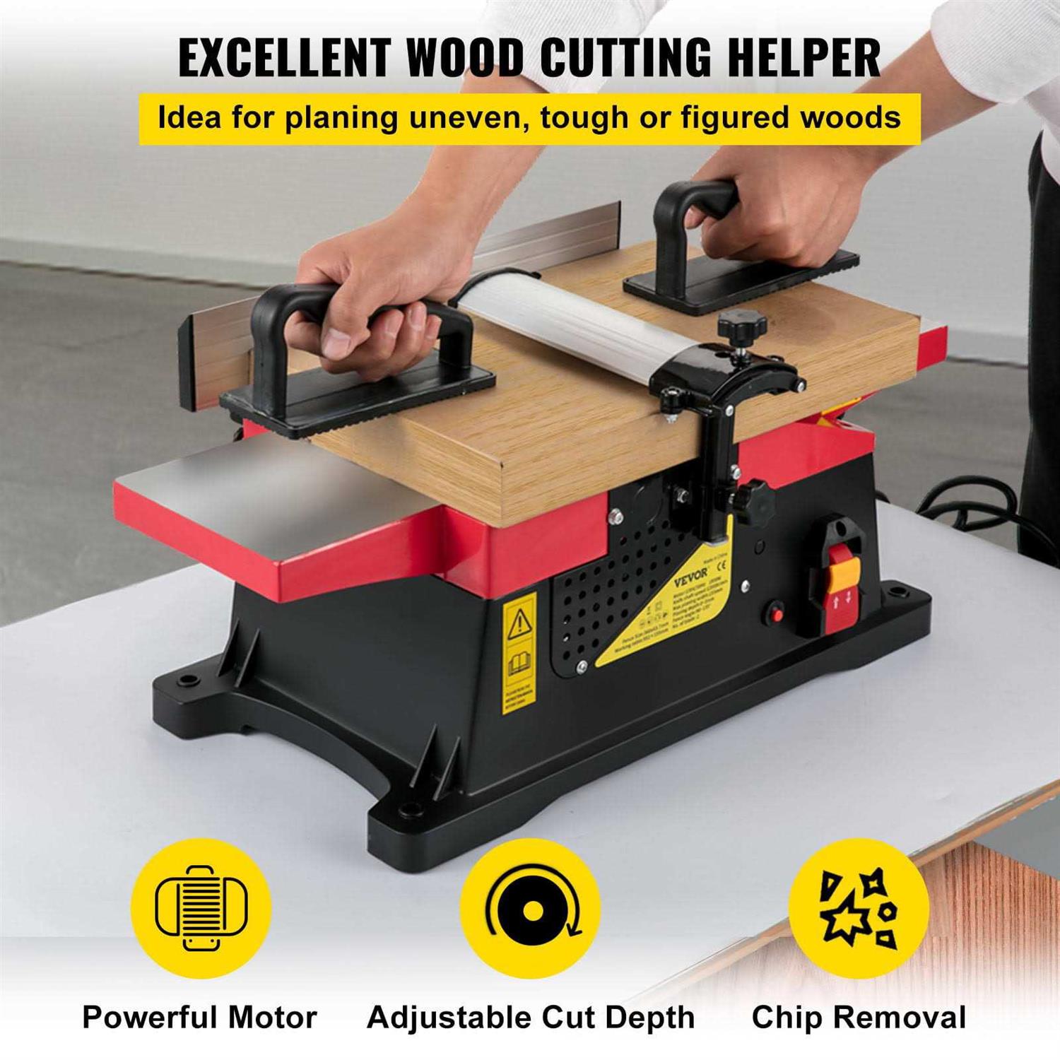 VEVOR Woodworking Benchtop Jointers 6inch with 1650W Motor,Heavy Duty Benchtop Planer Precise Cutterhead 2000rpm 2 Push Blocks Fence Depth - Shop Hardware Tools Online Store