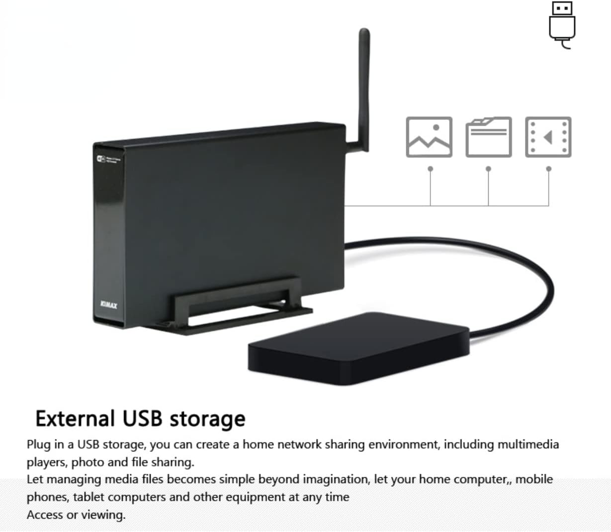 JMT U35WF 6TB 3.5 inch Mobile Multi-Function Hard Disk Box WiFi Wireless NAS Private Cloud Storage Office Home (Hard Drives not Included) Pack of 2