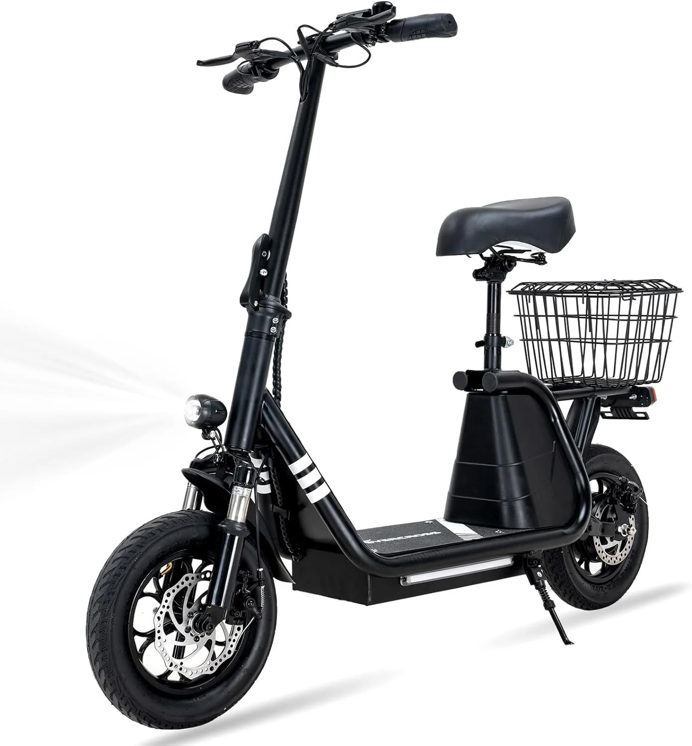 EVERCROSS Electric Scooter with Seat for Adult, 400W Motor up to 22 Miles Range & 18.6Mph, 12" Pneumatic Tire Foldable Scooter with Seat & Carry Basket