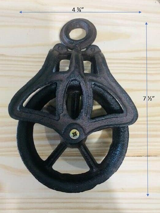 Cast Iron Pulley Wheel Industrial Cable Pull Rustic Farmhouse Barn Decor