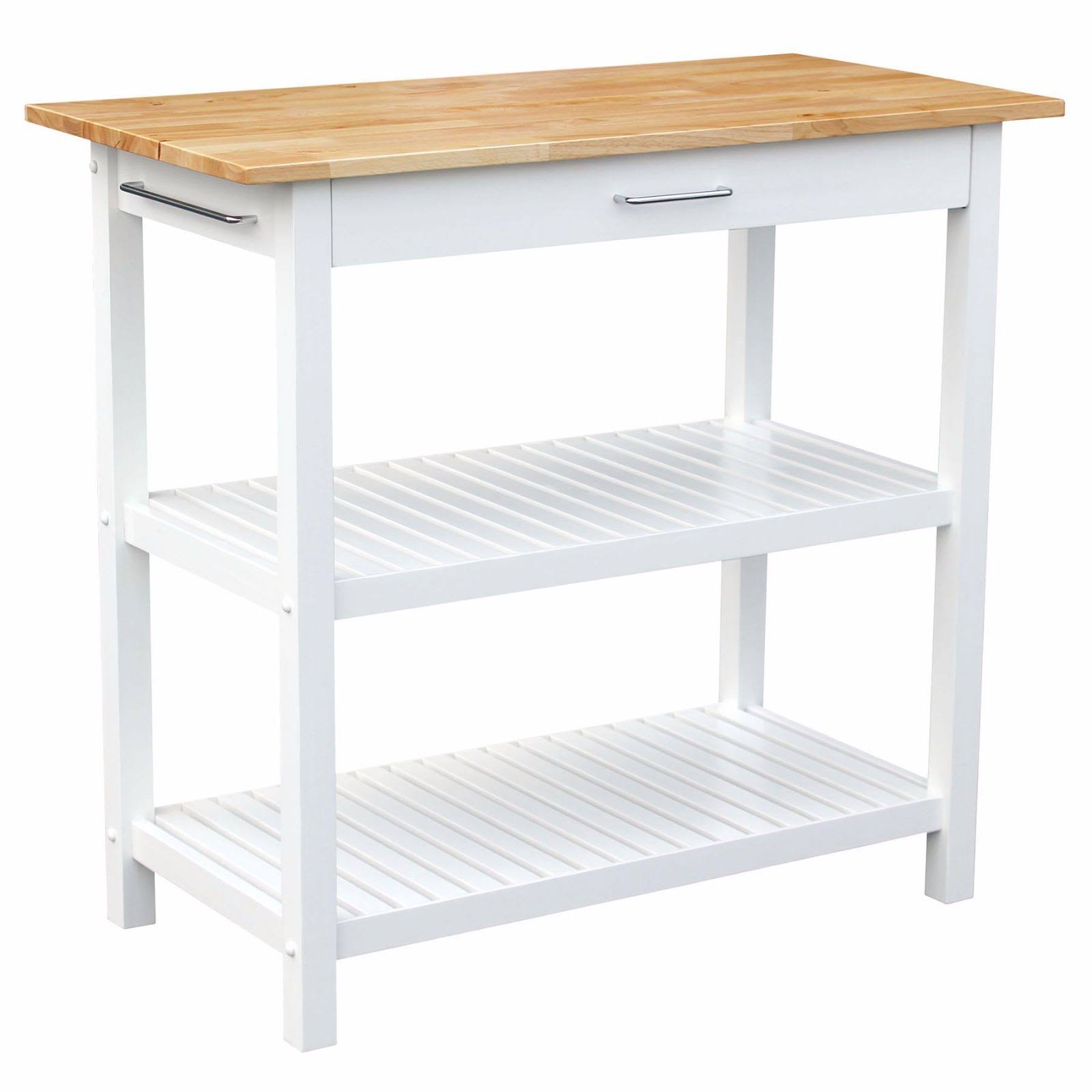 Kitchen Island with Solid American Hardwood Top, Natural/White, 40x22