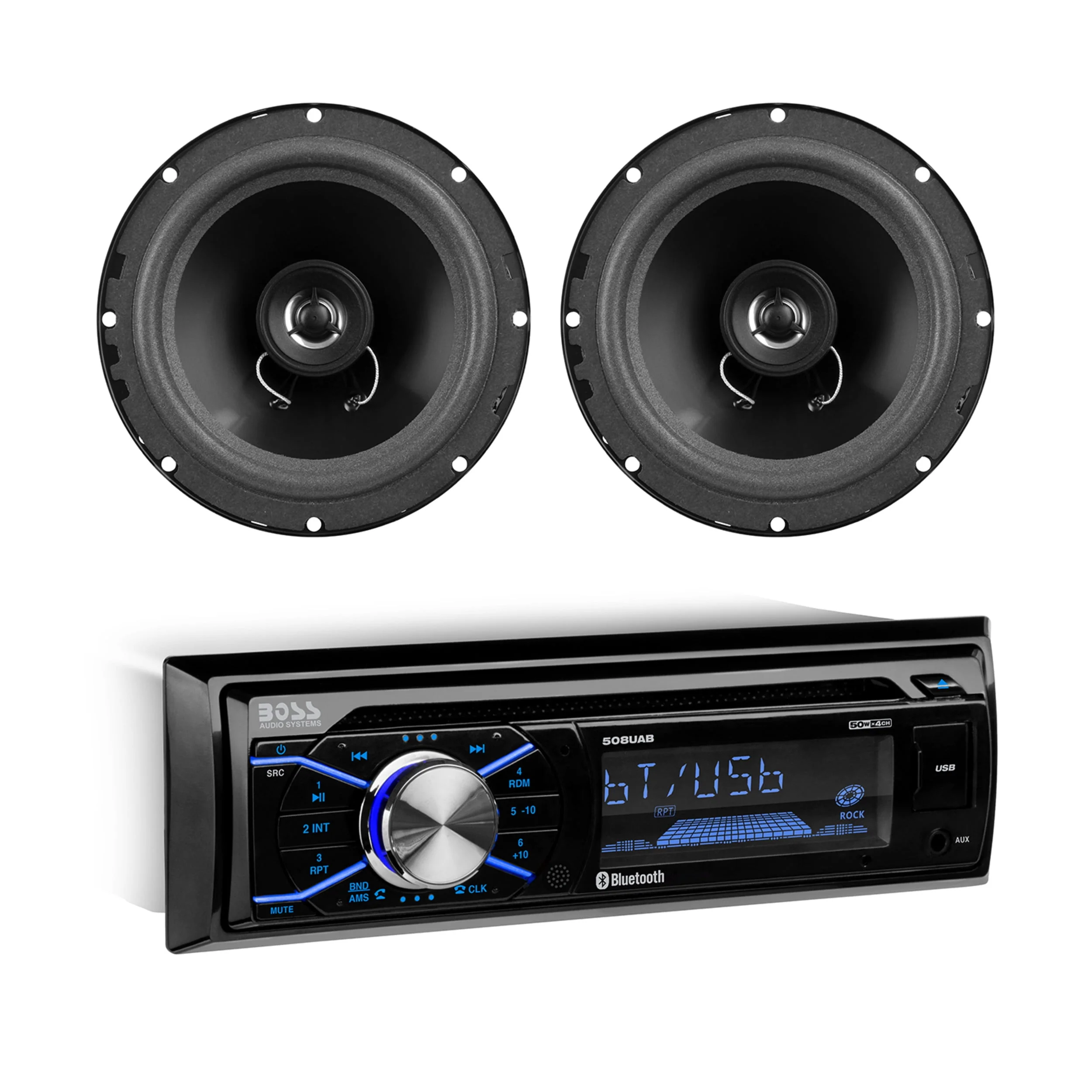 BOSS Audio Systems 656BCK Car Stereo Package with Single Din Stereo and Speakers