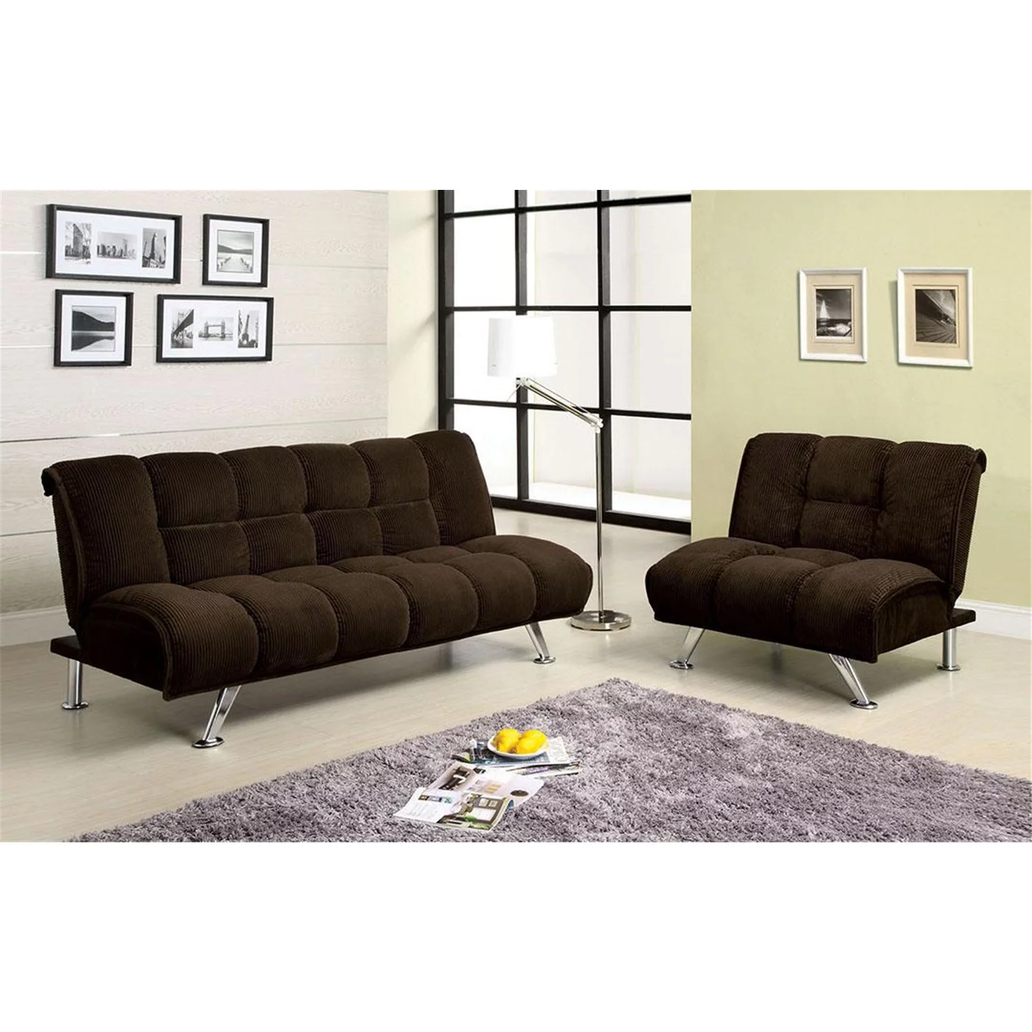 Futon Sofa, Dark Brown