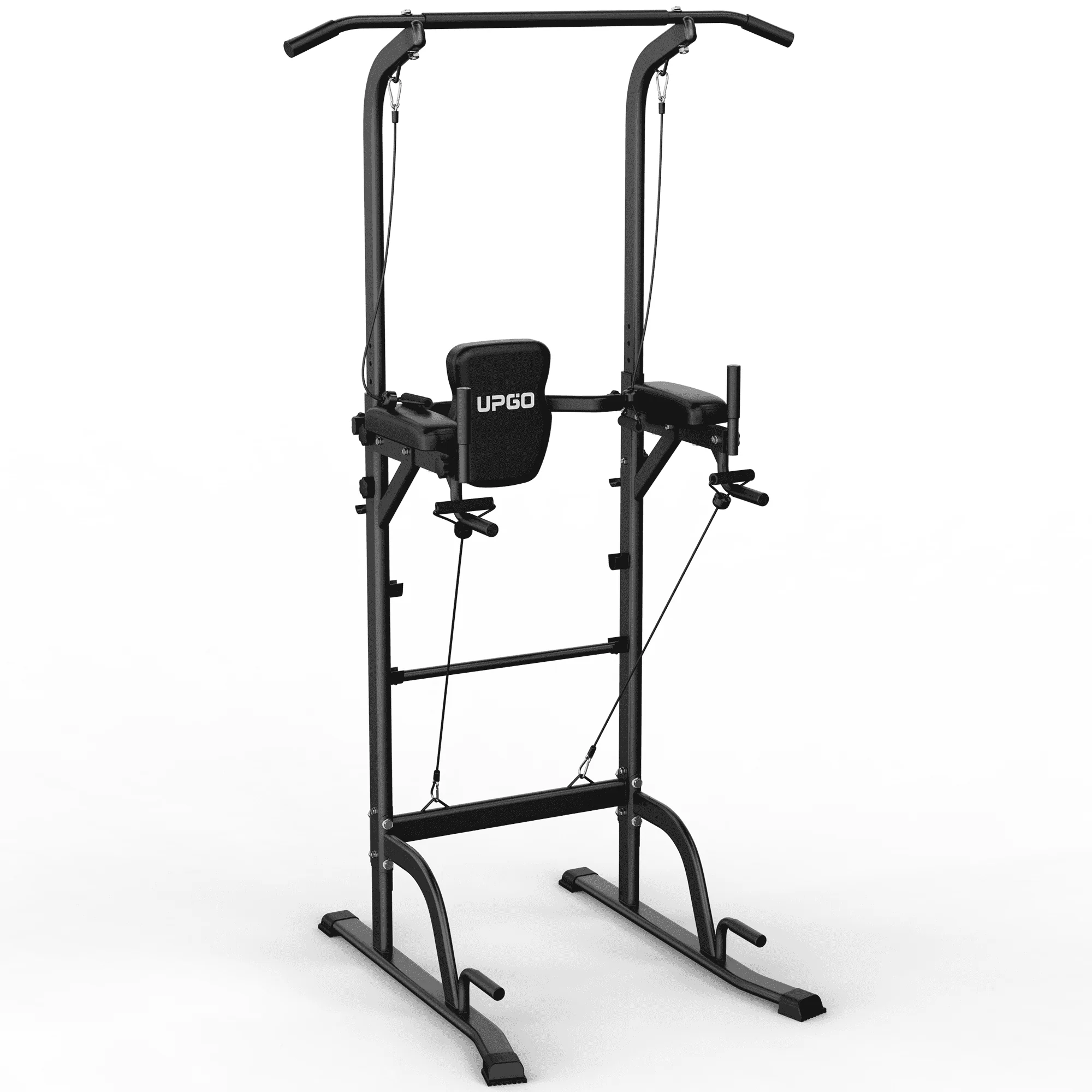 UPGO Adjustable Power Tower 400lbs Max Weight Dip Station Pull up Bar Power Rack Push up Resistance Band for Home Gym Strength Training Workout Equipment