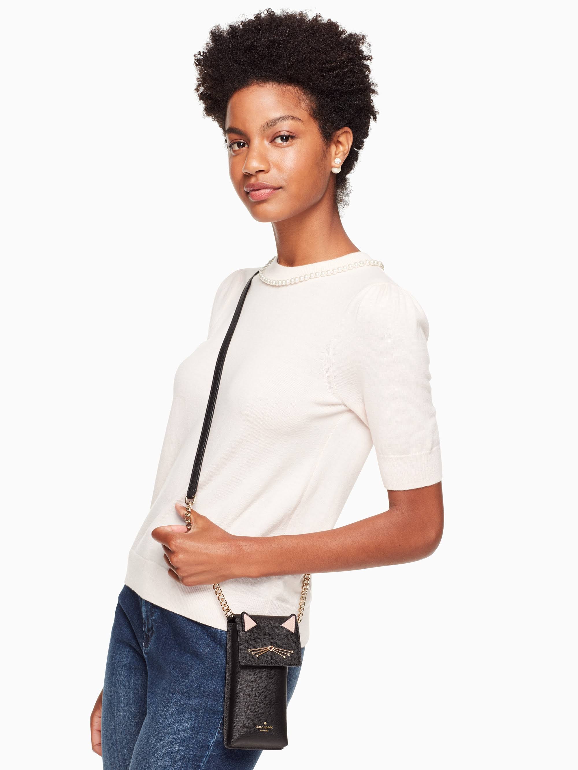 Kate Spade New York Cat North South Phone Crossbody - Black