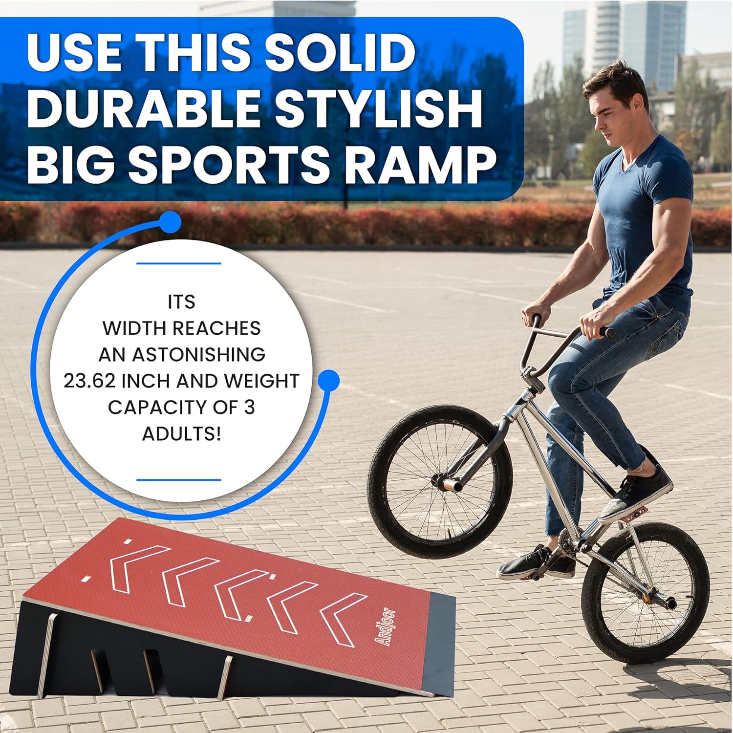 Andjoor Skateboard ramp Bike ramp Scooter ramp Skate ramp RC ramp BMX ramp RC car ramp Bike ramps for Kids Jumping - Skateboard Accessories for Boys & Girls Display Skateboard Rack Floor Stand Holder
