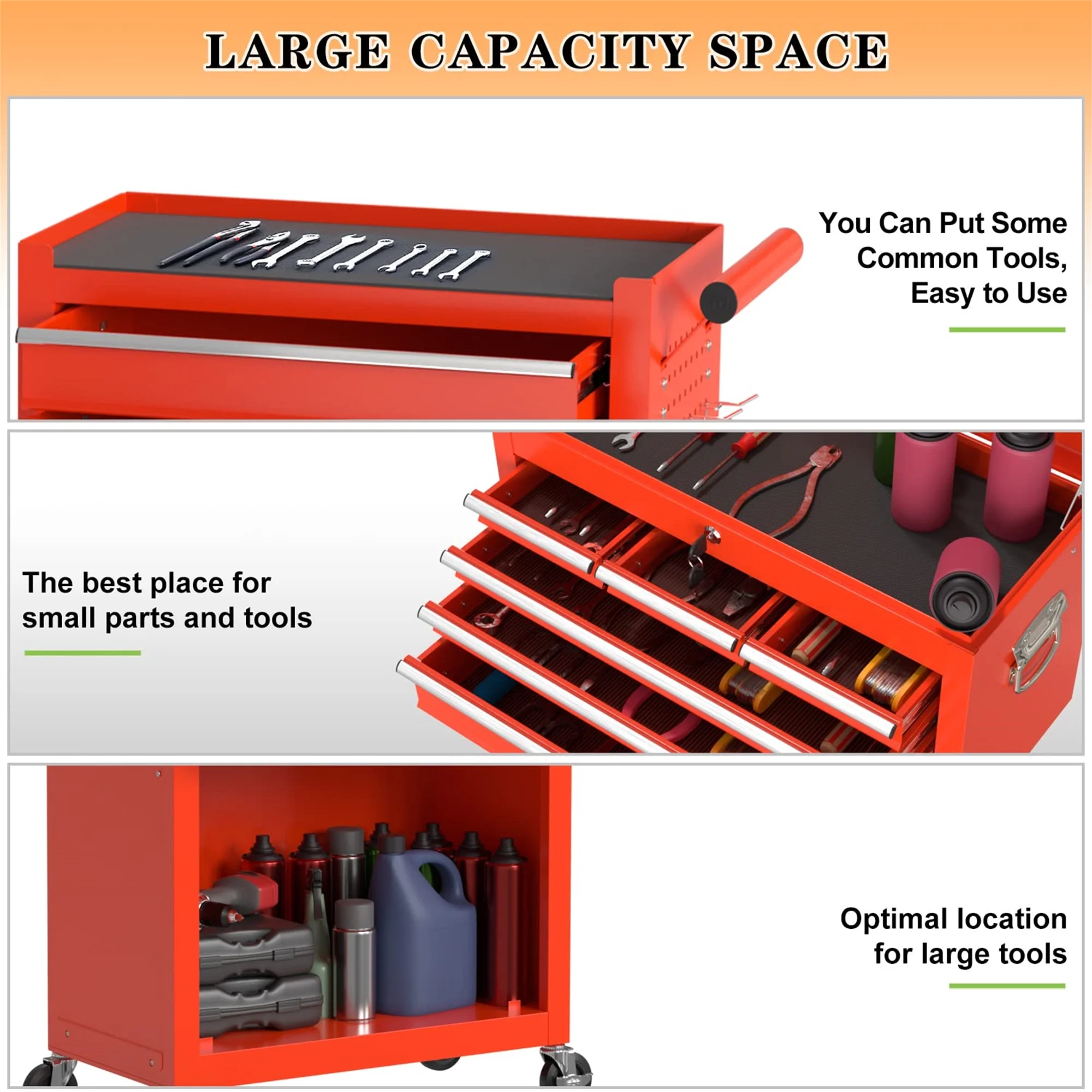 Aukfa Tool Chest, 2 in 1 Steel Rolling Tool Box & Cabinet On Wheels for Garage, 8-Drawer, Blue