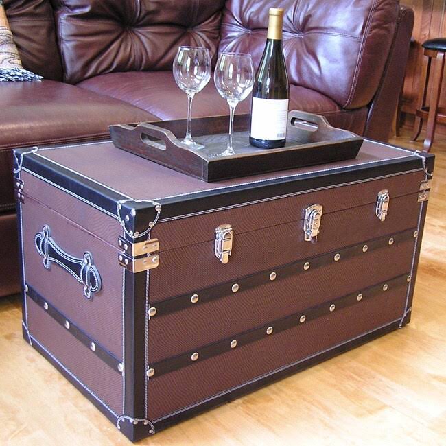 Decorative Sterling Large Wood Steamer Trunk Wooden Treasure Chest