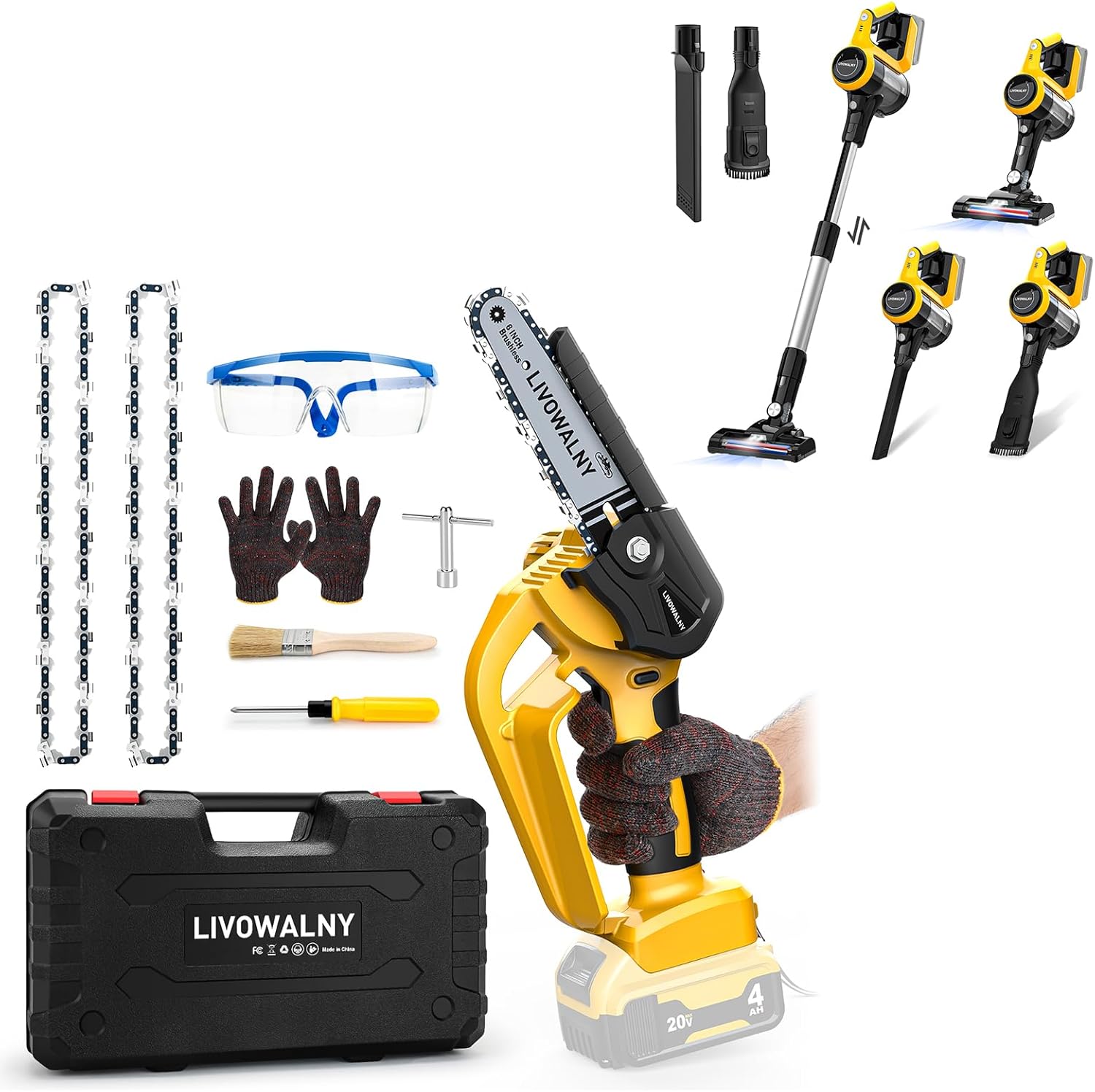 Cordless Mini Chainsaw for Dewalt 20V Battery Cordless Vacuum Cleaner for DeWALT 20v/18v Battery