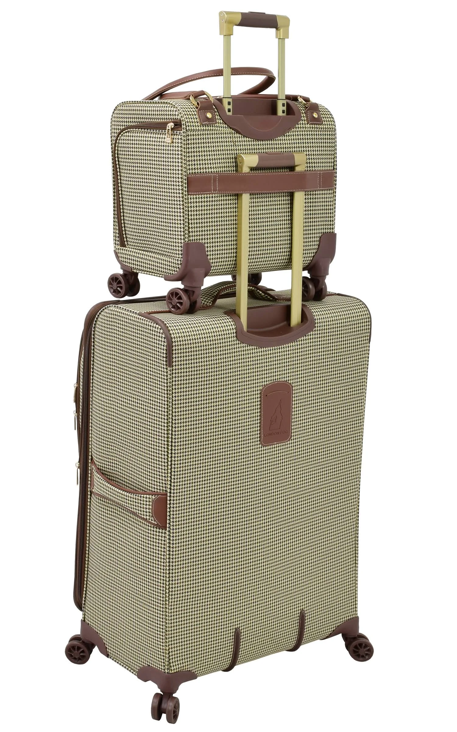 London Fog Cambridge Ii 8-Wheel Under The Seat Bag - Olive Houndstooth - 15 In.