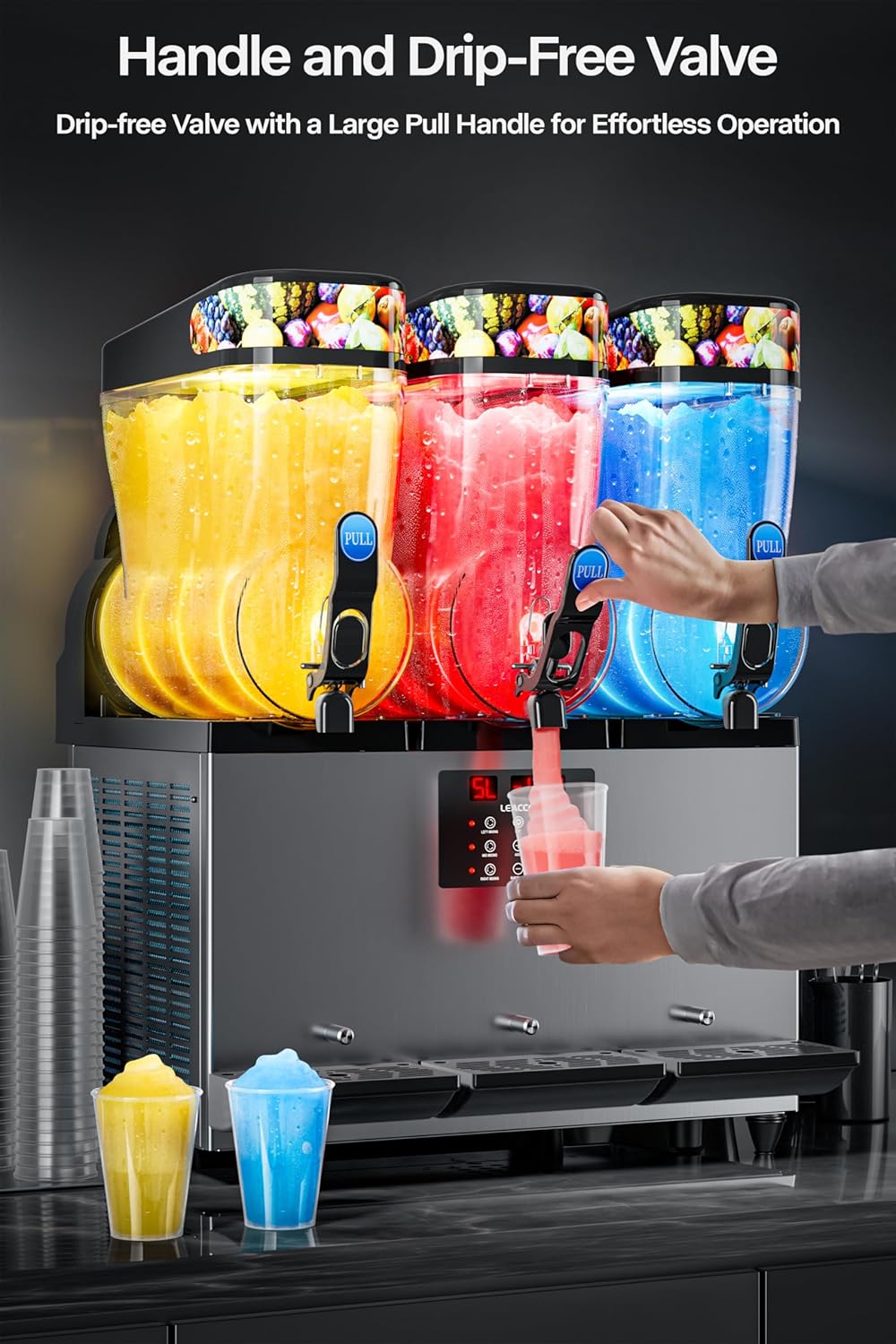 Commercial Slushie Machine, Frozen Drink Margarita Machine Smoothie Slushy Maker Stainless Steel 110V
