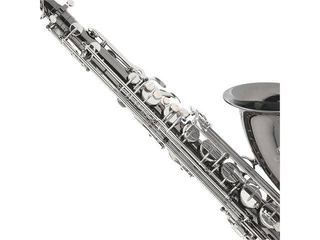 Mendini by Cecilio MTS-BNN+92D Black Nickel Plated and Nickel Plated Keys B Flat Tenor Saxophone with Tuner, Case, Mouthpiece, 1