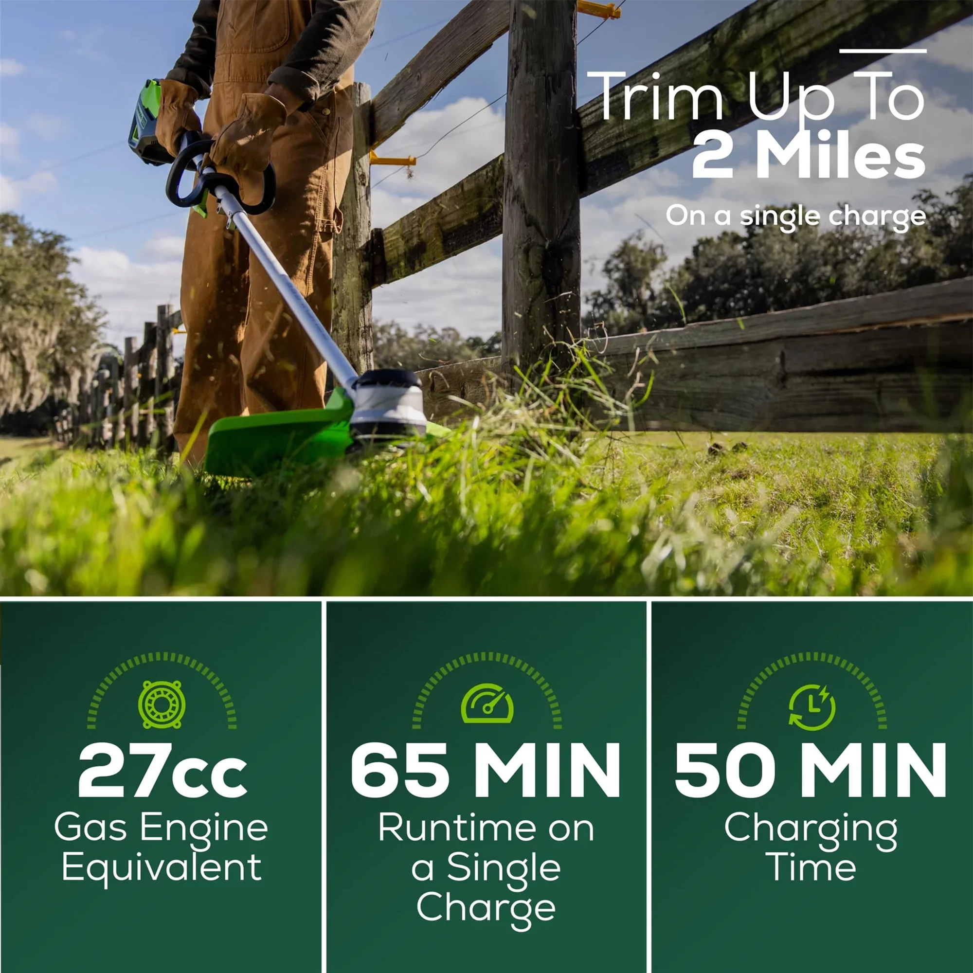 Greenworks 60V 16" Cordless Brushless String Trimmer/Edger with 2.5Ah Battery & Charger