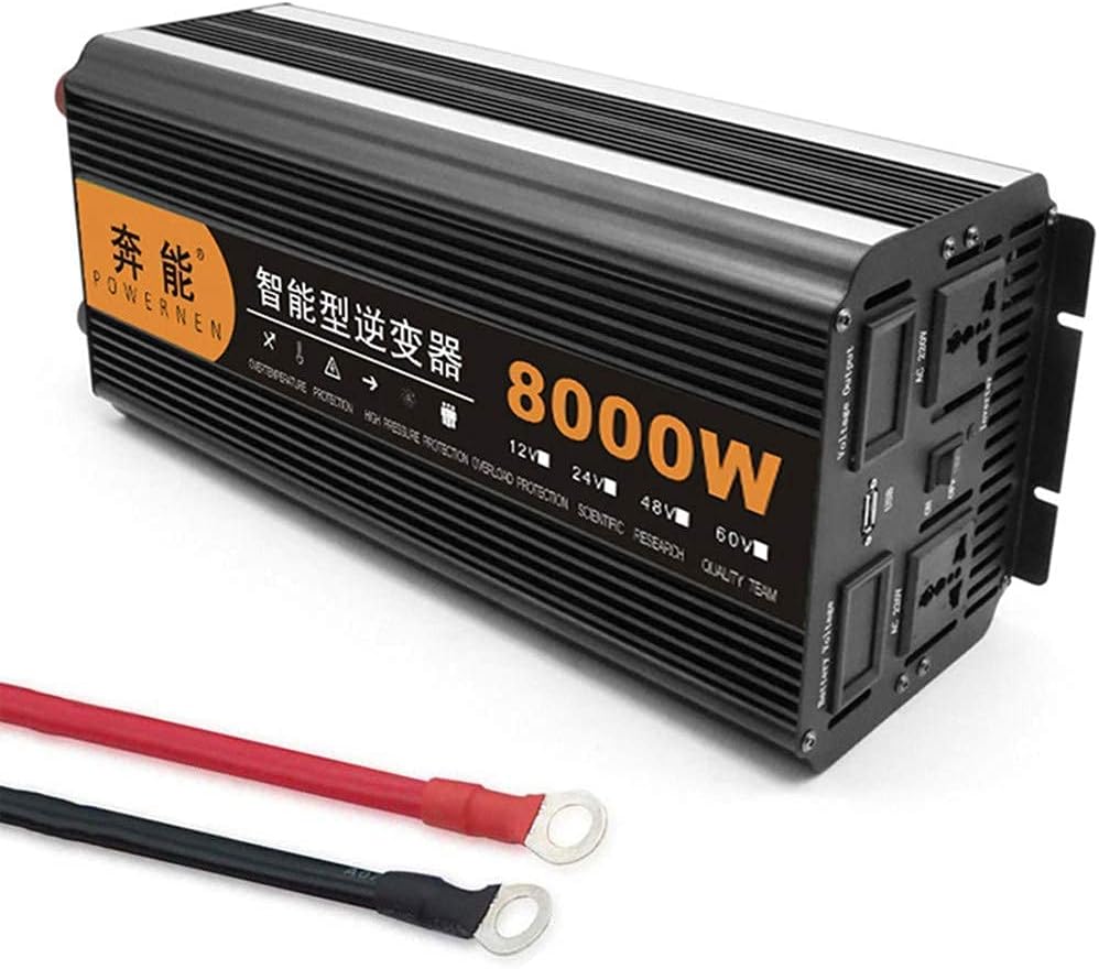 4000w Power Inverter Pure Sine Wave 12V24V DC to 230V/240V AC Converter-2AC Outlets Inverter with One USB Port for Caravan Camping Boat,24V