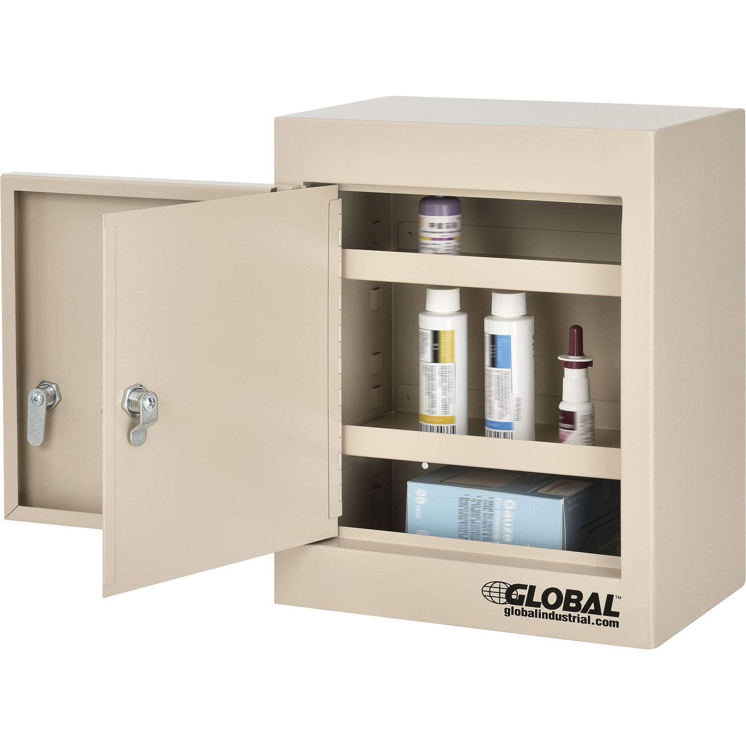 Double Door/Double Lock Small Narcotics Cabinet,12W x 8D x 15H, Beige