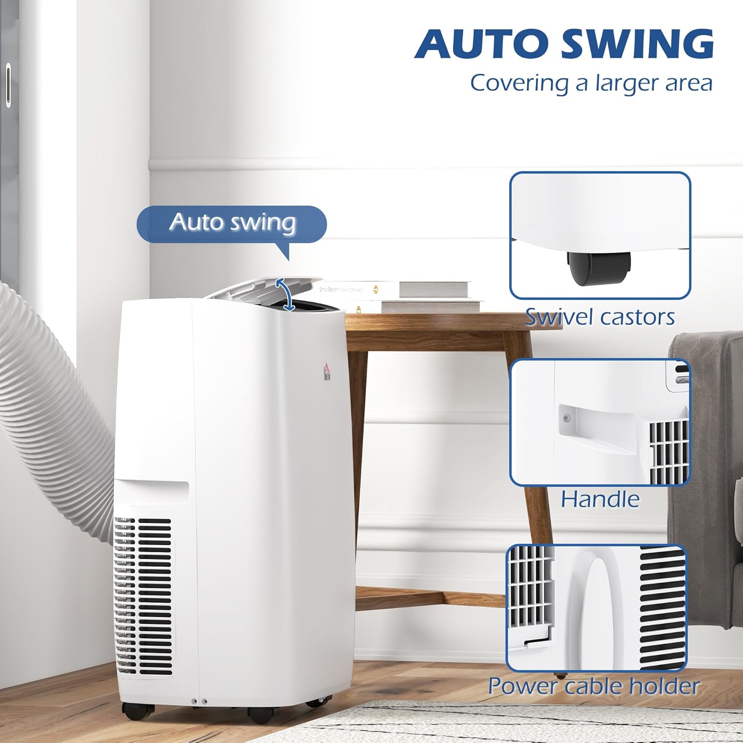 HOMCOM 12,000 BTU Portable Air Conditioner for Rooms Up to 549 Sq. Ft., 5-in-1 AC Unit Dehumidifier Fan Auto Sleep with Remote, 24H Timer On/Off, Window Mount Kit