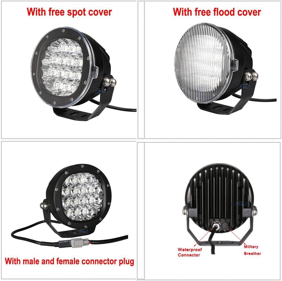 1Pair 5 Inch Round Led Driving Light 80W 8000LM Front Bumper Grille Guards Spotlights for Offroad Jeep Wrangler JK TJ YJ Ford Toyota Pickup 4WD 4X4 ATV SUV Boat Truck Bulldozer Excavator Forklift