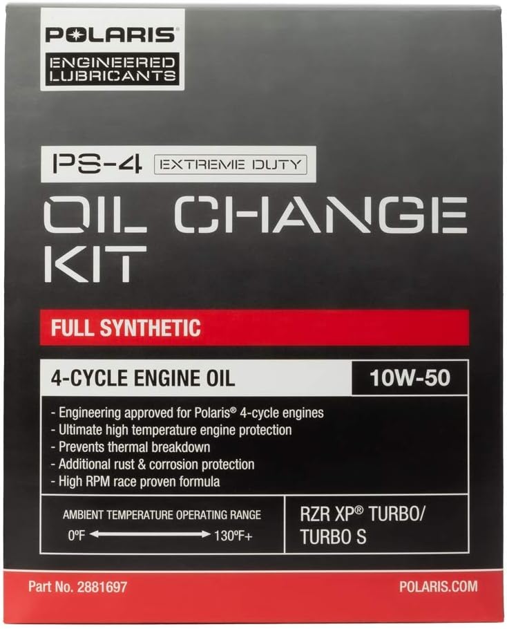 Polaris Off Road Full Synthetic Oil Change Kit, 2881697, 3 Quarts of PS-4 Extreme Duty Engine Oil and 1 Oil Filter Pack of 2