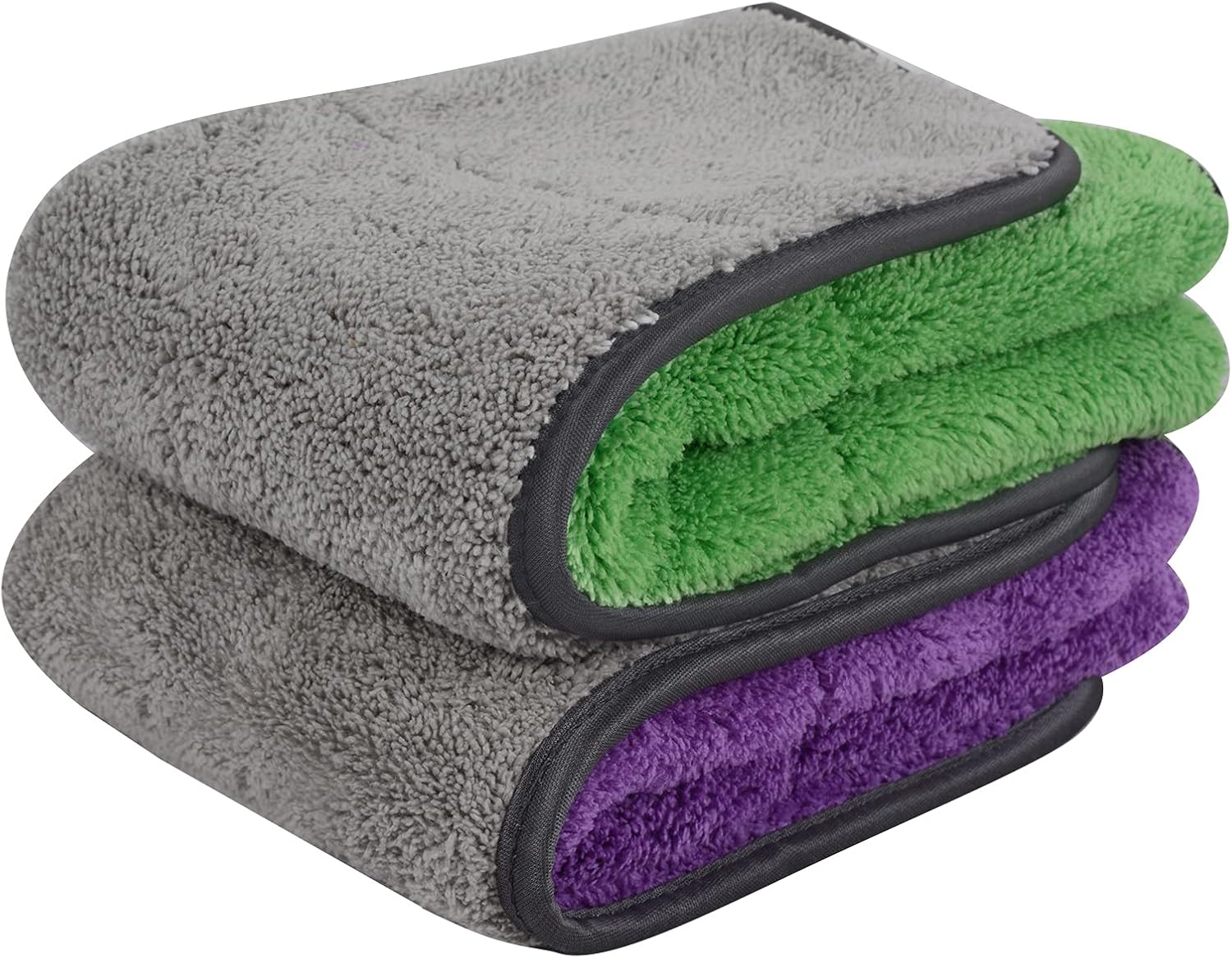 SINLAND Microfiber Car Drying Towel,Super Absorbent car Cleaning Towel and Double-Faced Plush, Premium Professional Soft Microfiber Towel (16x16 2 Pack)