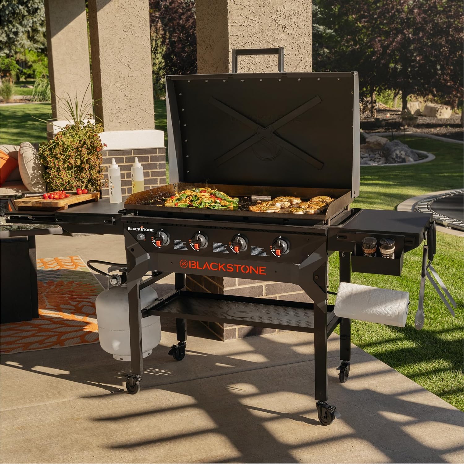 Blackstone 2310 Iron Forged 36” Omnivore Griddle with X-Braced Hood, Powder Coated Steel, Black