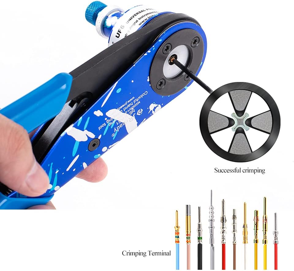JRready ACT-M201 8 indent crimping tool design according M22520 1 01 for heavy duty circular rectangular electrical connector 38999 26482 etc. wire 12-26 awg 12 16 20 solid barrel contact