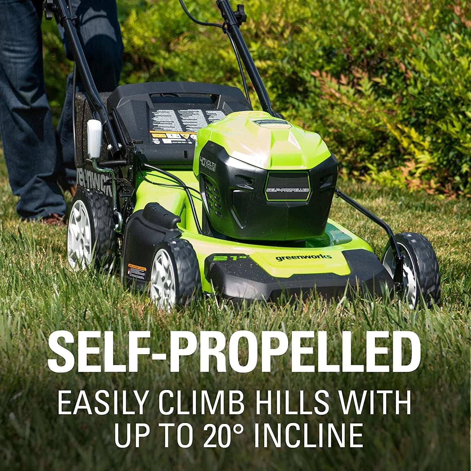 Greenworks 40V 21 Brushless (Smart Pace) Self-Propelled Lawn Mower, 2 x 4Ah USB (Power Bank) Batteries and Charger Included MO 21 Mower (2 x 4.0Ah)