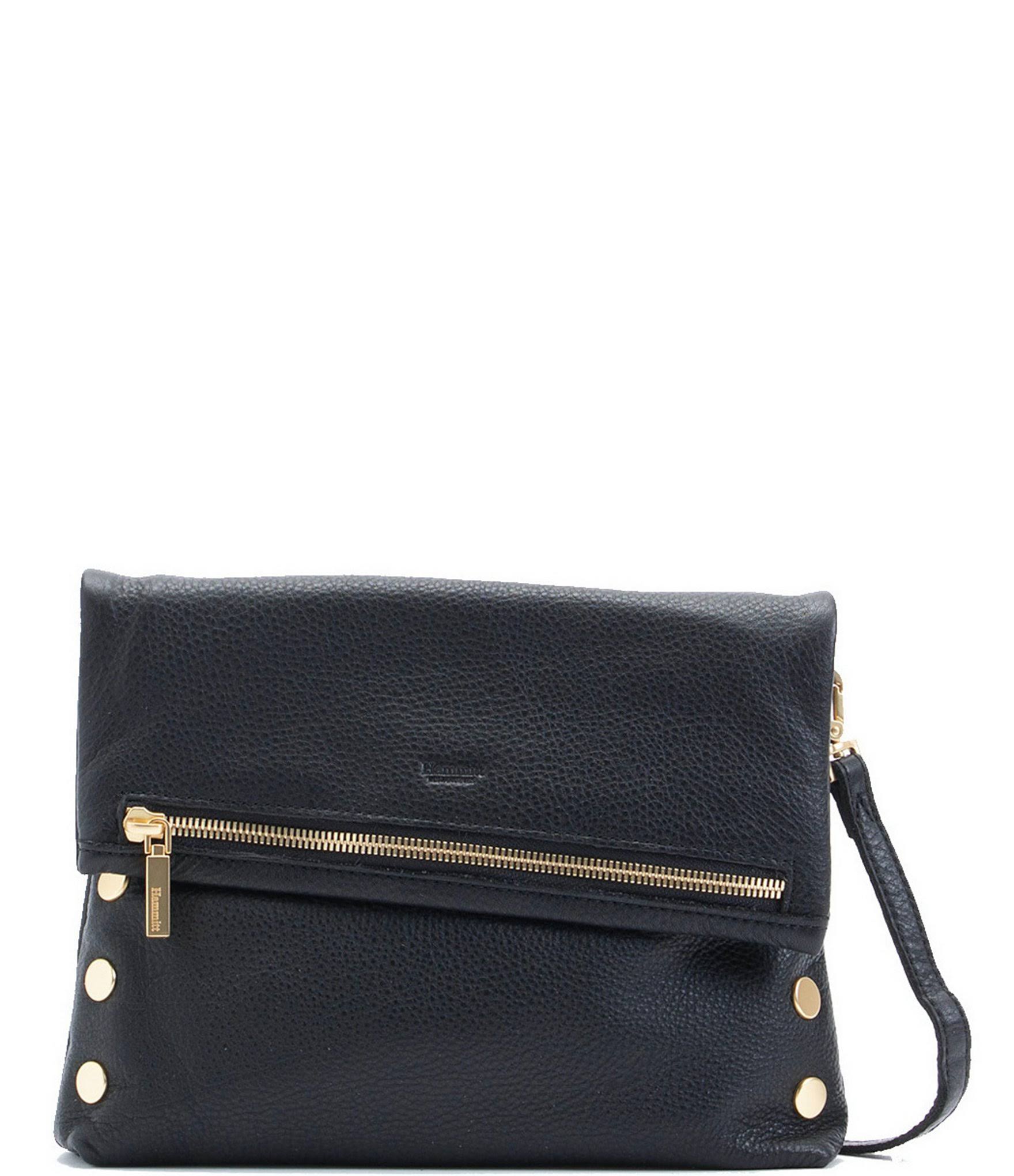 Hammitt VIP Black Brushed Gold Medium Clutch - Megean