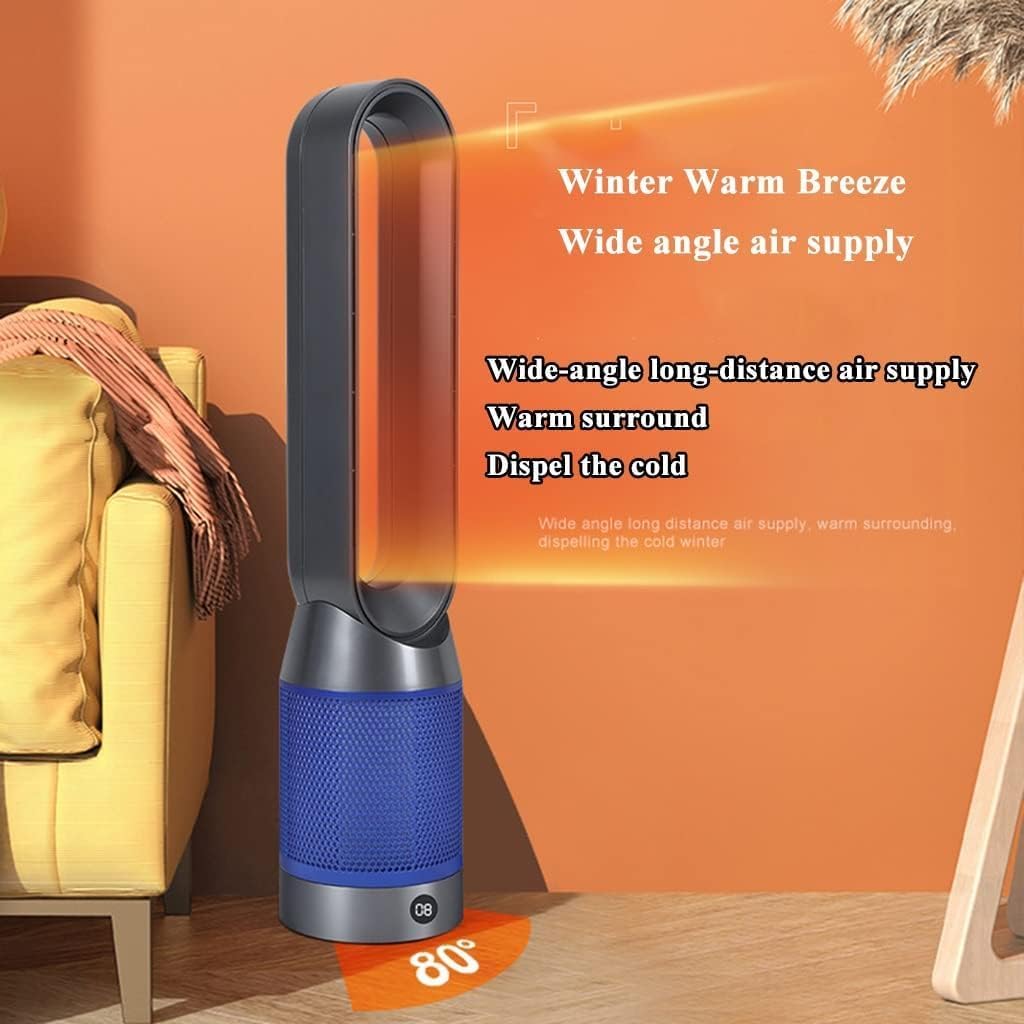 Electric Fan Bladeless Tower Fan, Cooling and Heating Dual-use Vertical Air Conditioning Fan, 80° Oscillating Fan with Remote Cool