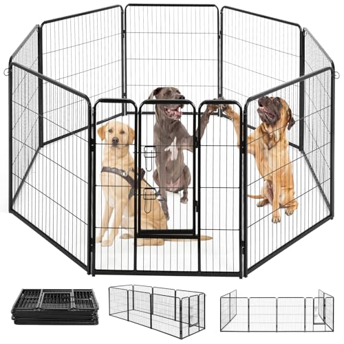 BestPet Dog Playpen Indoor 40 inch 16 Panels Metal Dog Pen Pet Dog Fence Outdoor Exercise Pen with Doors,Pet Puppy Playpen for RV Camping Yard, Black