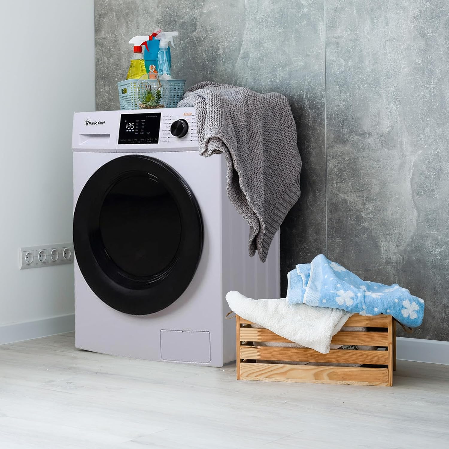 Magic Chef 2.7 Cubic Foot Front Load Portable Compact Electric Washing Washer And Dryer Machine Combo Appliance, White